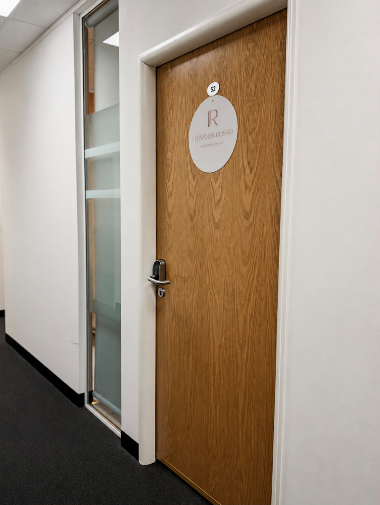 The clinic door at The Grange, Morden
